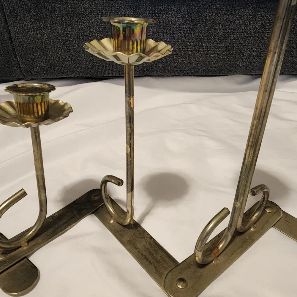 Vintage Jointed Folding Brass Alloy 5 Candle‎ Candelabra Candlesticks Ruffled